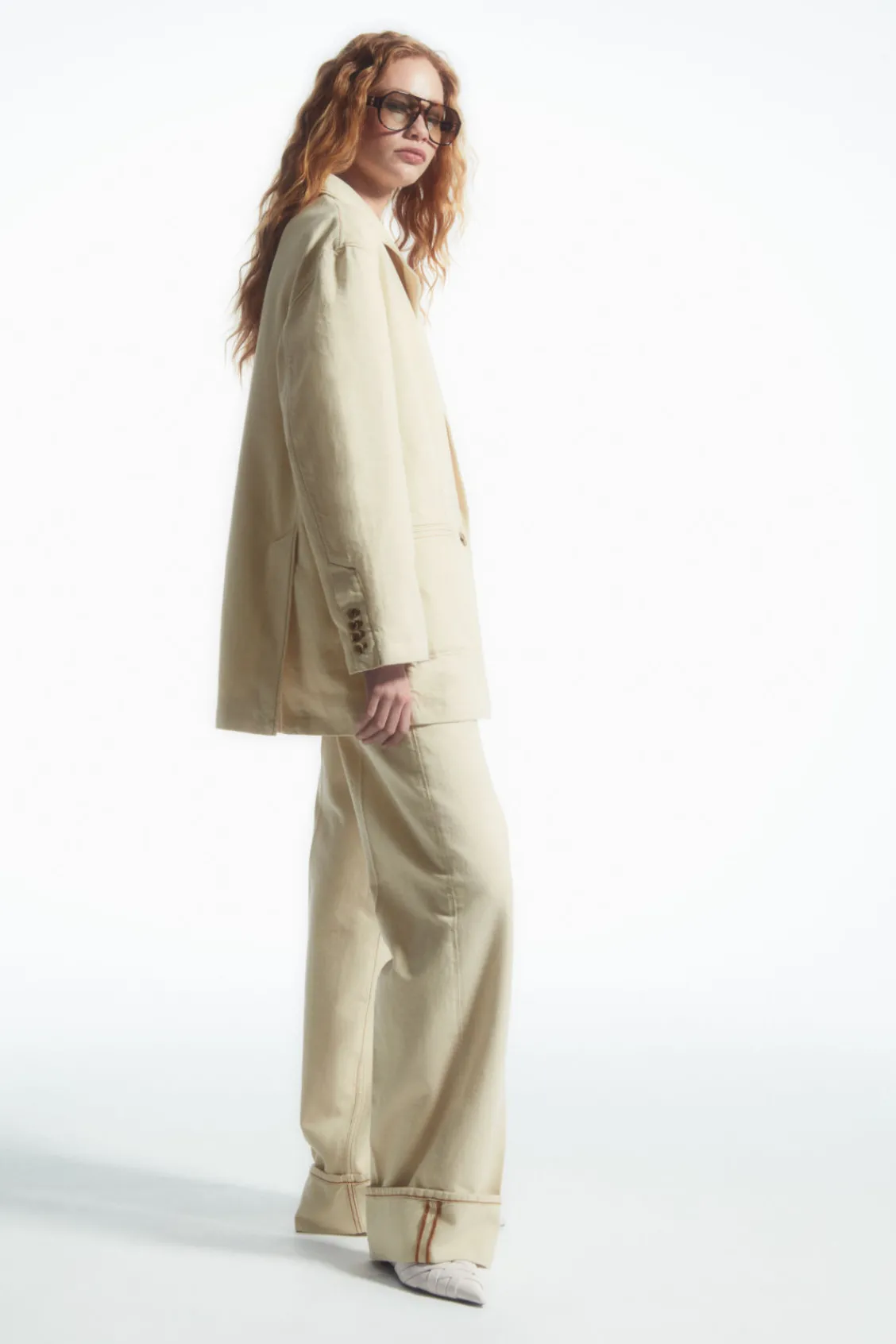 COS DOUBLE-BREASTED DENIM BLAZER-Women Coats & Jackets
