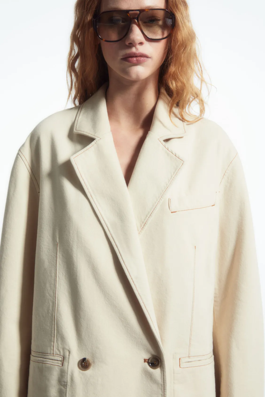 COS DOUBLE-BREASTED DENIM BLAZER-Women Coats & Jackets