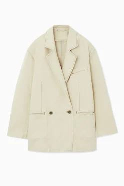 COS DOUBLE-BREASTED DENIM BLAZER-Women Coats & Jackets