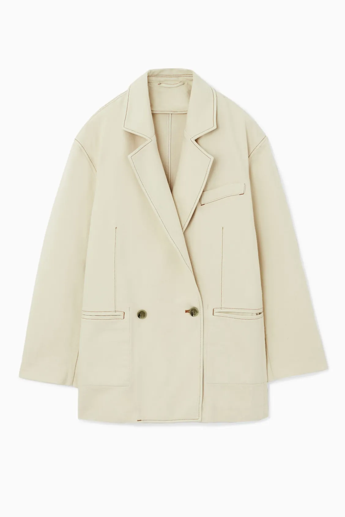 COS DOUBLE-BREASTED DENIM BLAZER-Women Coats & Jackets