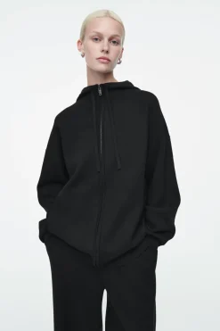COS DOUBLE-FACED KNITTED ZIP-UP HOODIE-Women Tops | Coats & Jackets