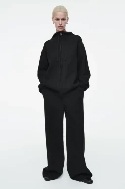 COS DOUBLE-FACED KNITTED ZIP-UP HOODIE-Women Tops | Coats & Jackets