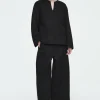 COS DOUBLE-FACED WOOL BARREL-LEG PANTS-Women Pants