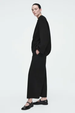 COS DOUBLE-FACED WOOL BARREL-LEG PANTS-Women Pants