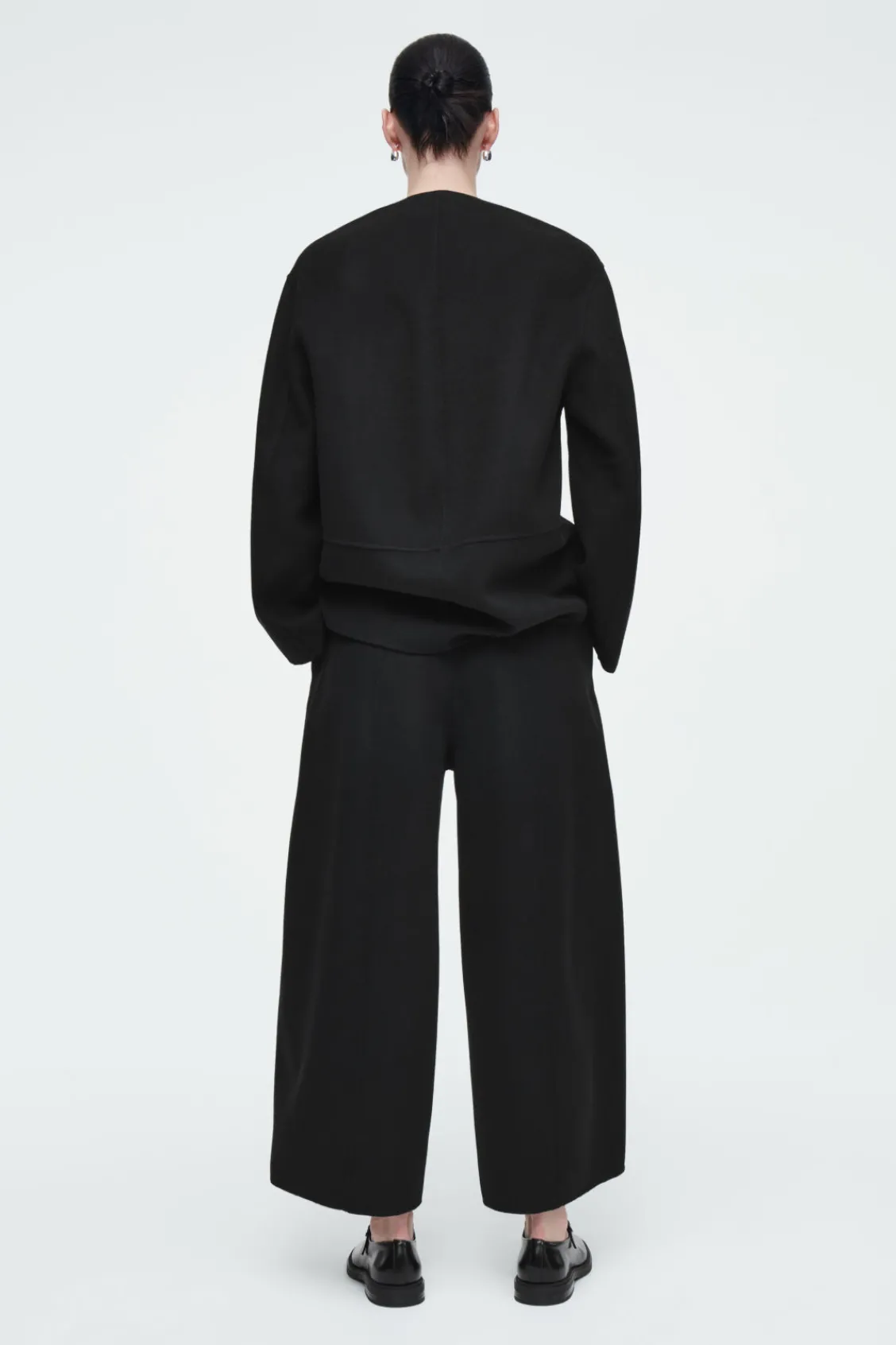 COS DOUBLE-FACED WOOL BARREL-LEG PANTS-Women Pants
