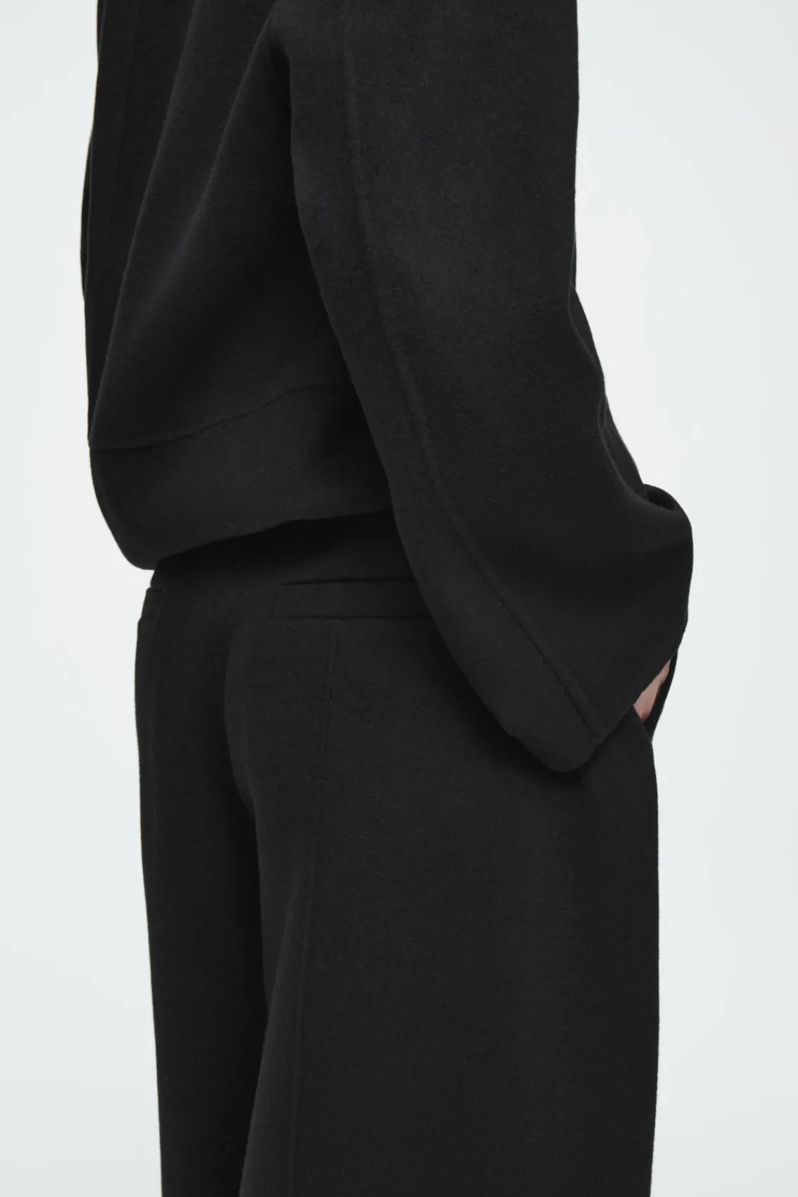 COS DOUBLE-FACED WOOL BARREL-LEG PANTS-Women Pants
