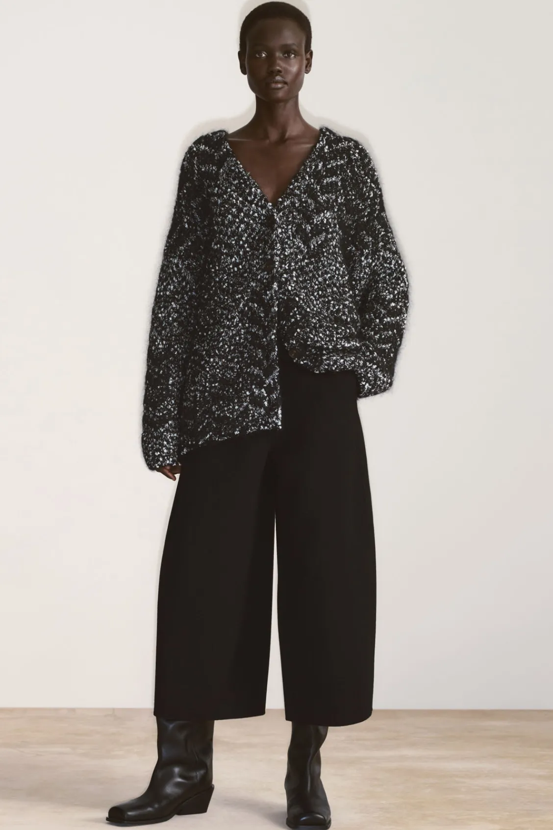 COS DOUBLE-FACED WOOL BARREL-LEG PANTS-Women Pants