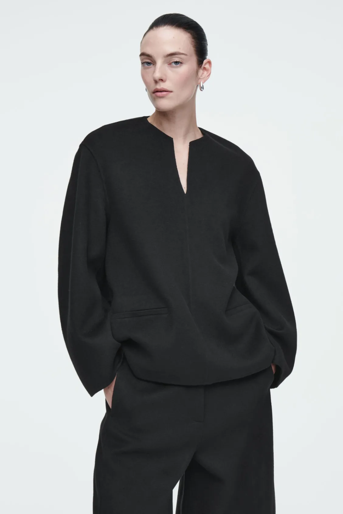 COS DOUBLE-FACED WOOL BLOUSE-Women Shirts & Blouses | Tops