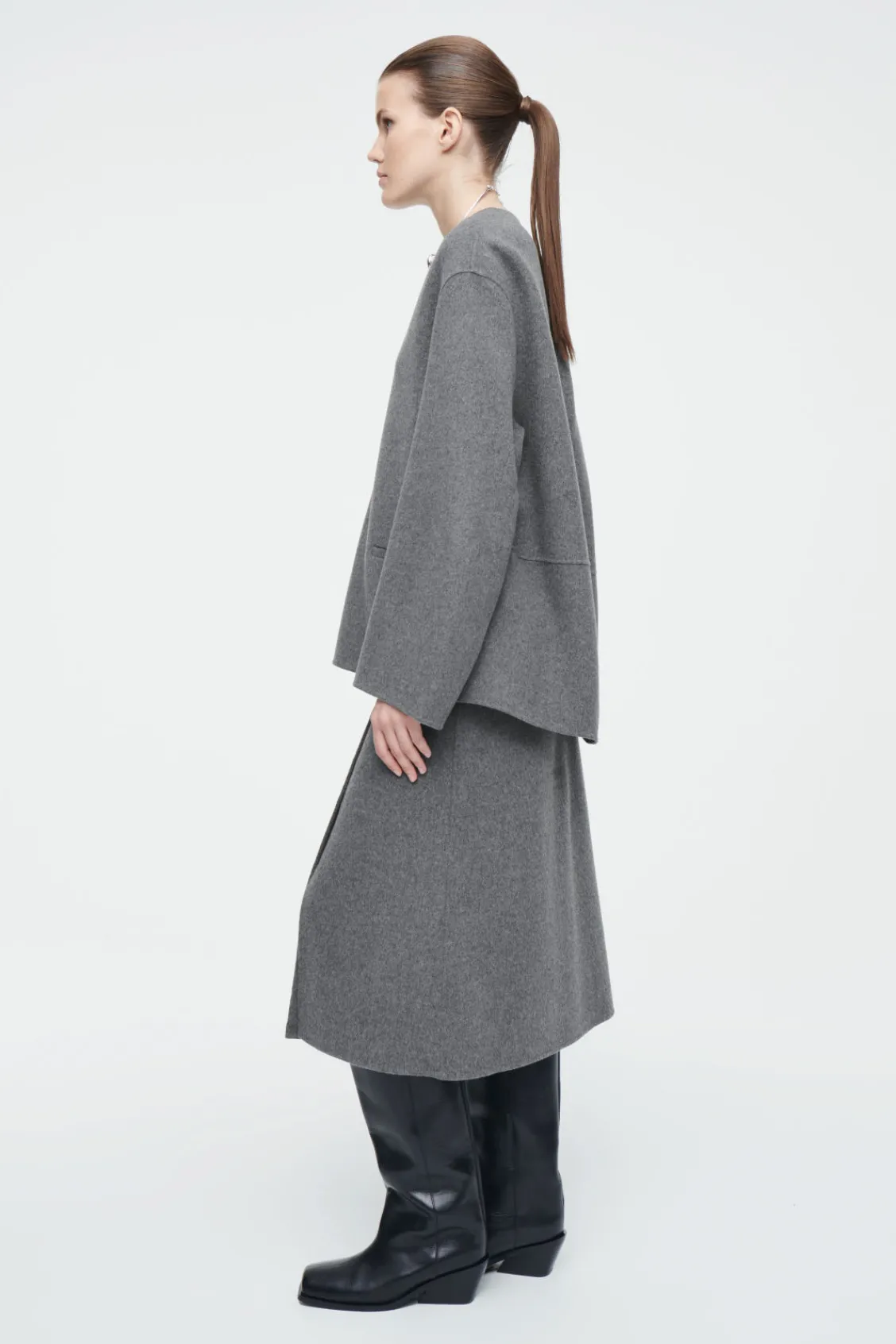 COS DOUBLE-FACED WOOL MIDI SKIRT-Women Skirts