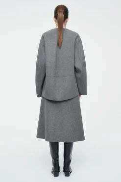 COS DOUBLE-FACED WOOL MIDI SKIRT-Women Skirts