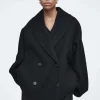 COS DOUBLE-FACED WOOL PEA COAT-Women Coats & Jackets