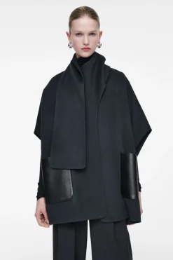 COS DOUBLE-FACED WOOL SCARF CAPE-Women Capes & Hybrids | Coats & Jackets