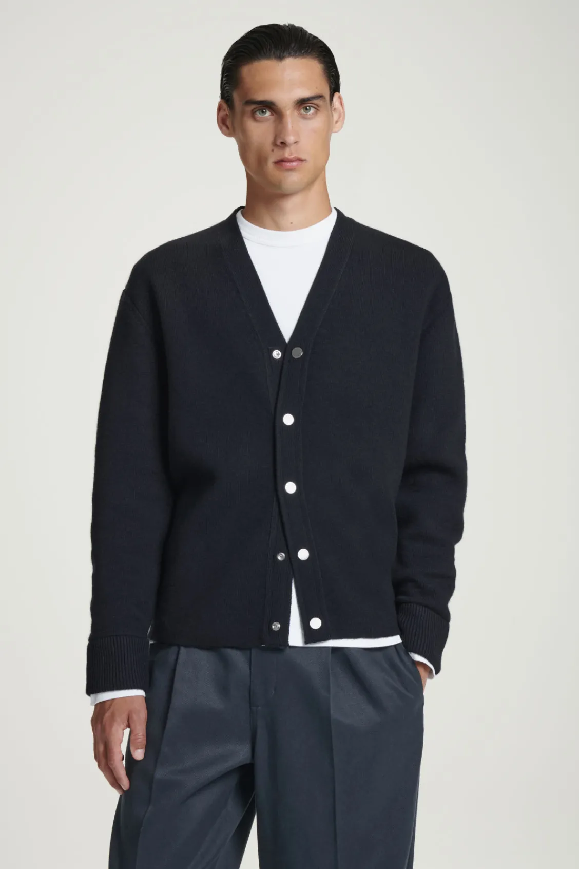 COS DOUBLE-FACED WOOL V-NECK CARDIGAN- Sweaters & Cardigans