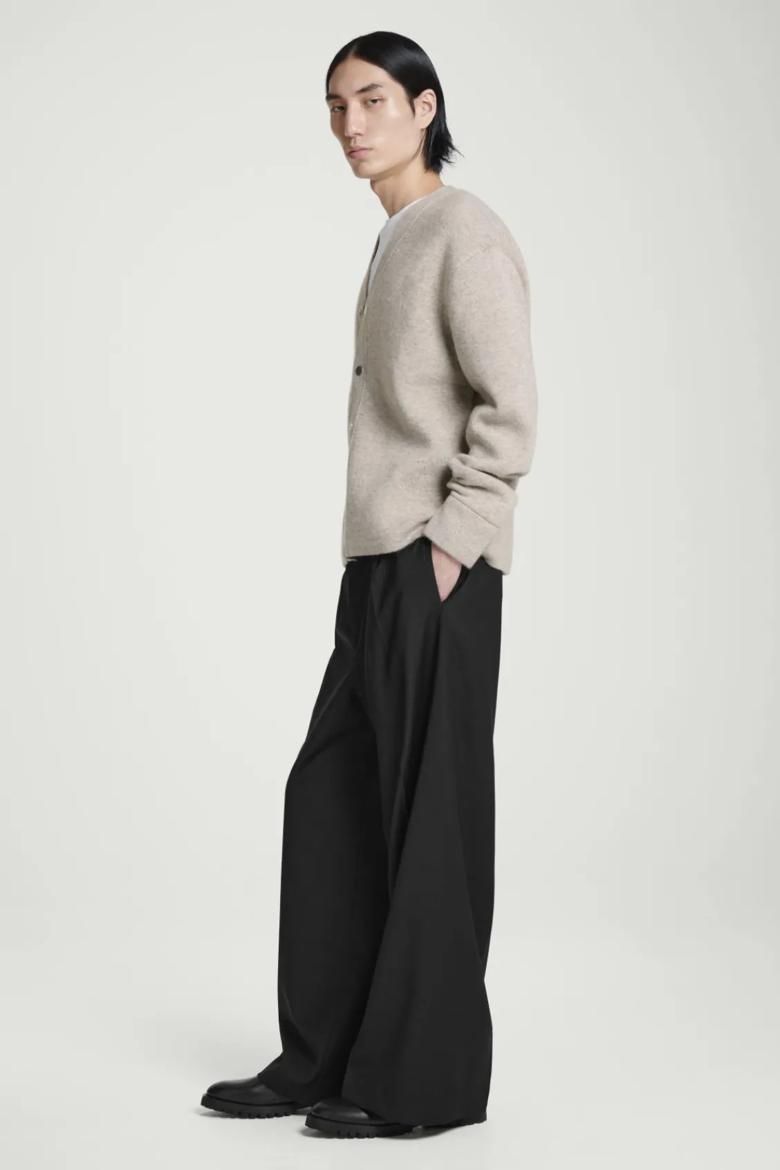 COS DOUBLE-FACED WOOL V-NECK CARDIGAN- Sweaters & Cardigans