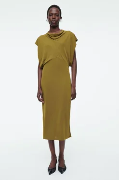 COS DRAPED COWL-NECK MIDI DRESS-Women Dresses & Jumpsuits