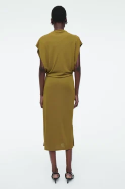 COS DRAPED COWL-NECK MIDI DRESS-Women Dresses & Jumpsuits