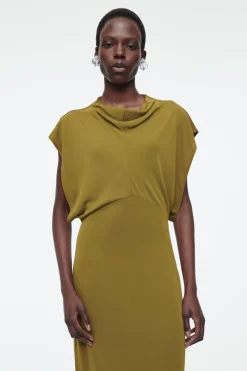 COS DRAPED COWL-NECK MIDI DRESS-Women Dresses & Jumpsuits