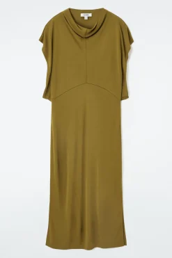 COS DRAPED COWL-NECK MIDI DRESS-Women Dresses & Jumpsuits