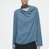 COS DRAPED SCARF-DETAIL BLOUSE-Women Shirts & Blouses | Tops