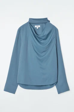 COS DRAPED SCARF-DETAIL BLOUSE-Women Shirts & Blouses | Tops