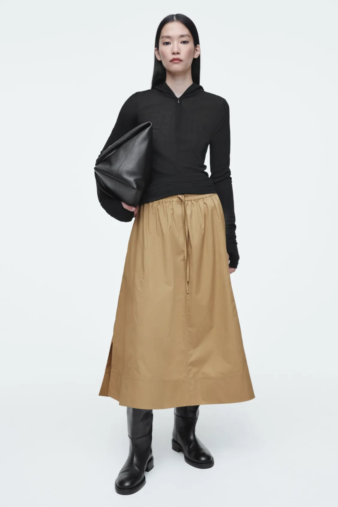 COS DRAWSTRING A-LINE MIDI SKIRT-Women Skirts