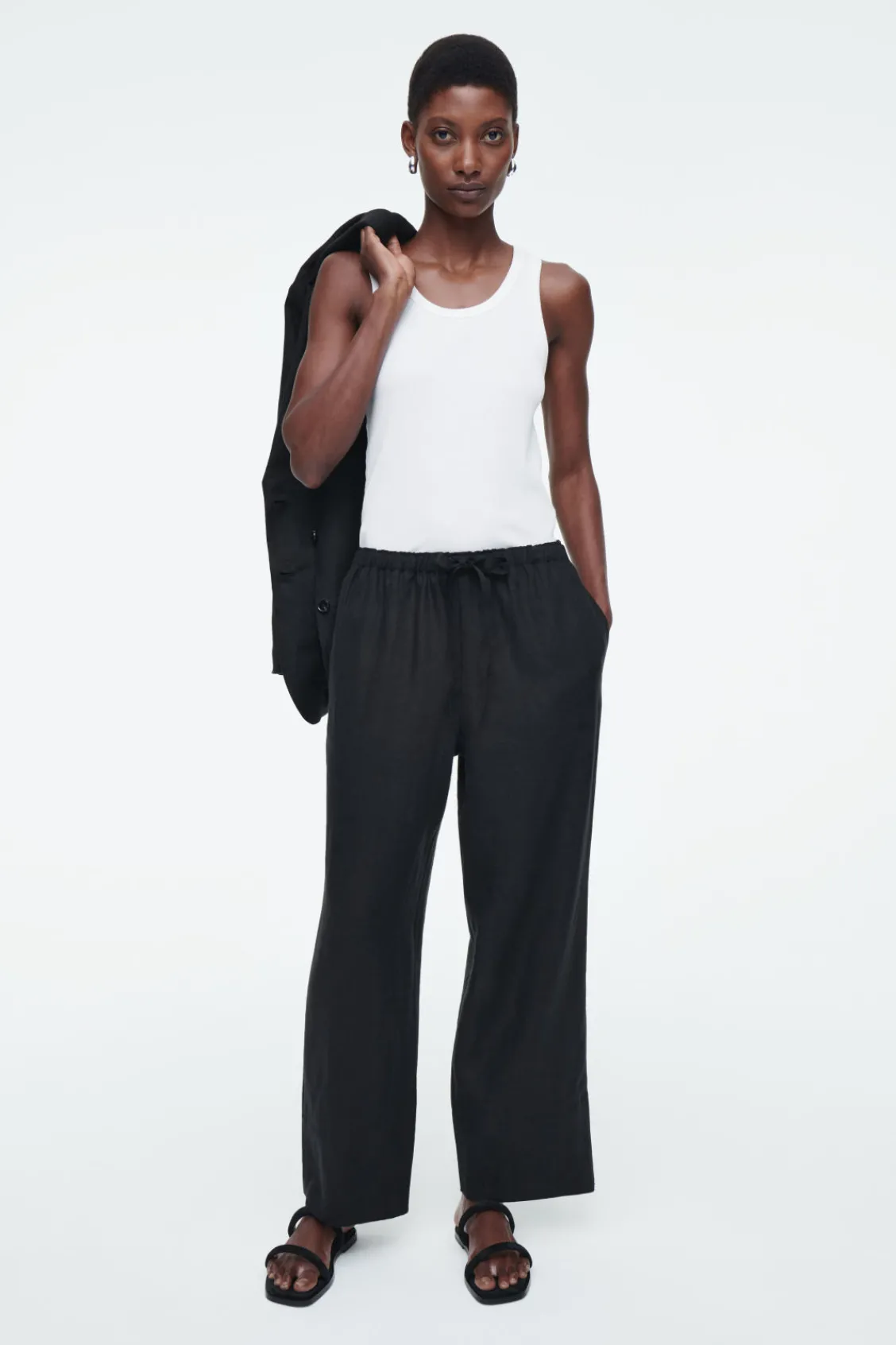 COS DRAWSTRING LINEN PANTS-Women Pants