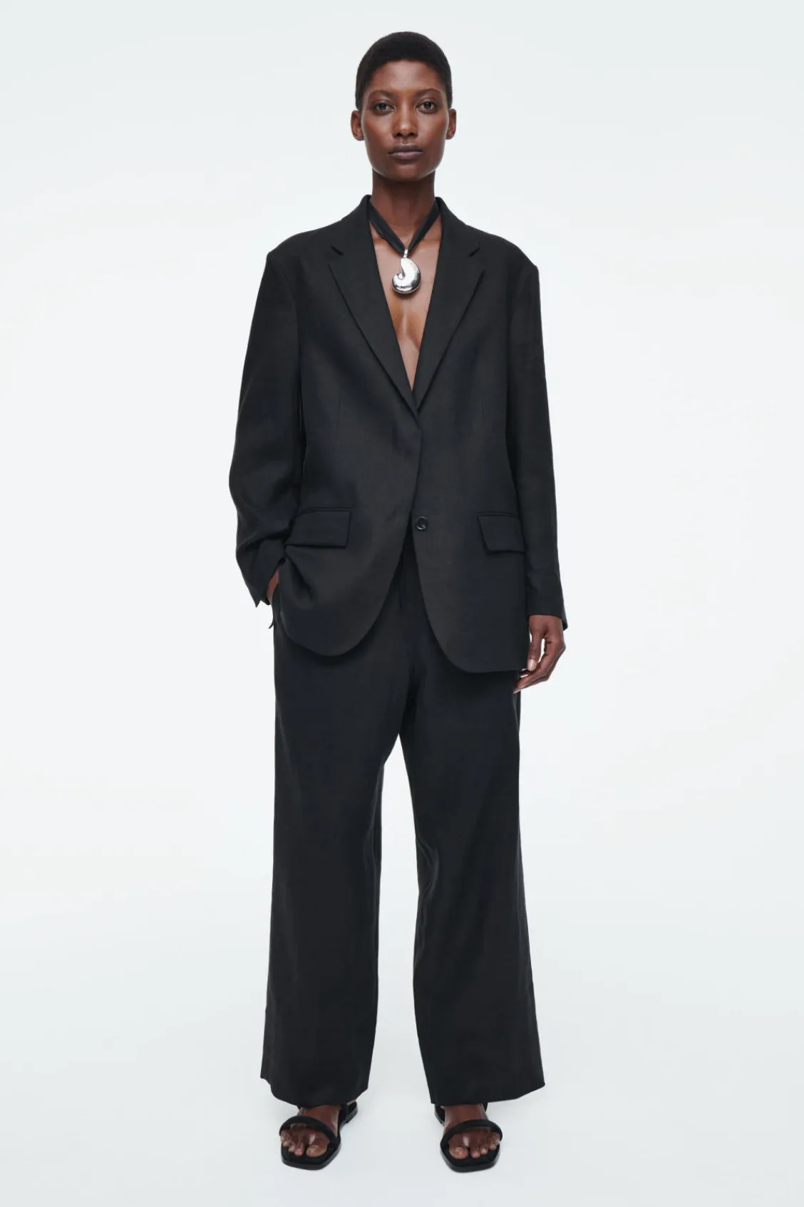COS DRAWSTRING LINEN PANTS-Women Pants