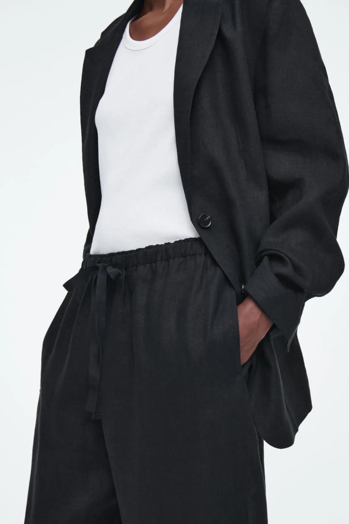 COS DRAWSTRING LINEN PANTS-Women Pants