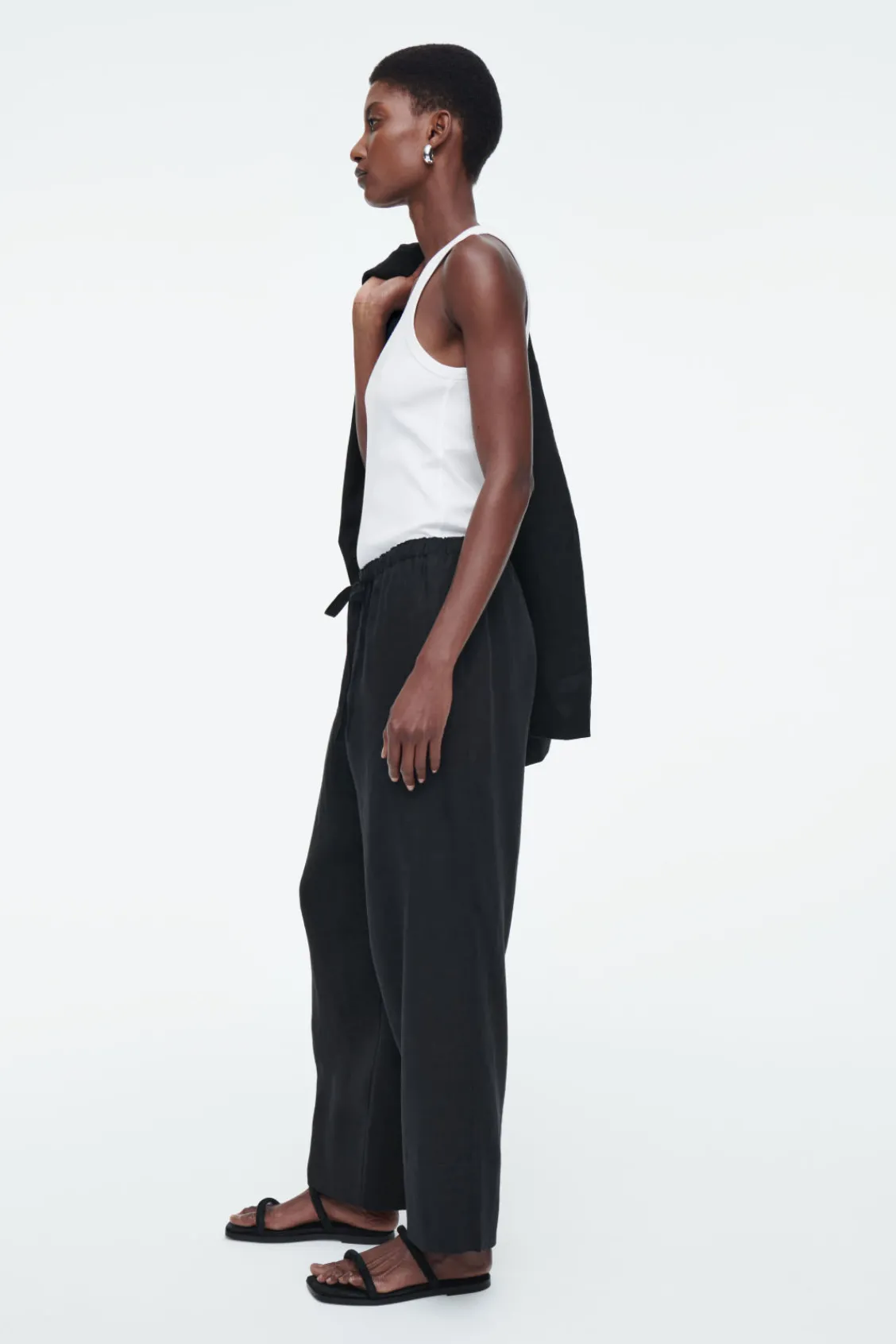 COS DRAWSTRING LINEN PANTS-Women Pants