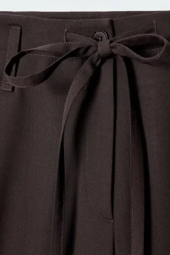 COS DRAWSTRING TWILL BARREL-LEG TROUSERS-Women Pants