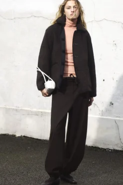 COS DRAWSTRING TWILL BARREL-LEG TROUSERS-Women Pants