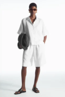 COS ELASTICATED LINEN SHORTS-Women Pants
