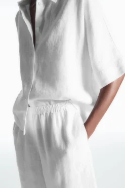 COS ELASTICATED LINEN SHORTS-Women Pants