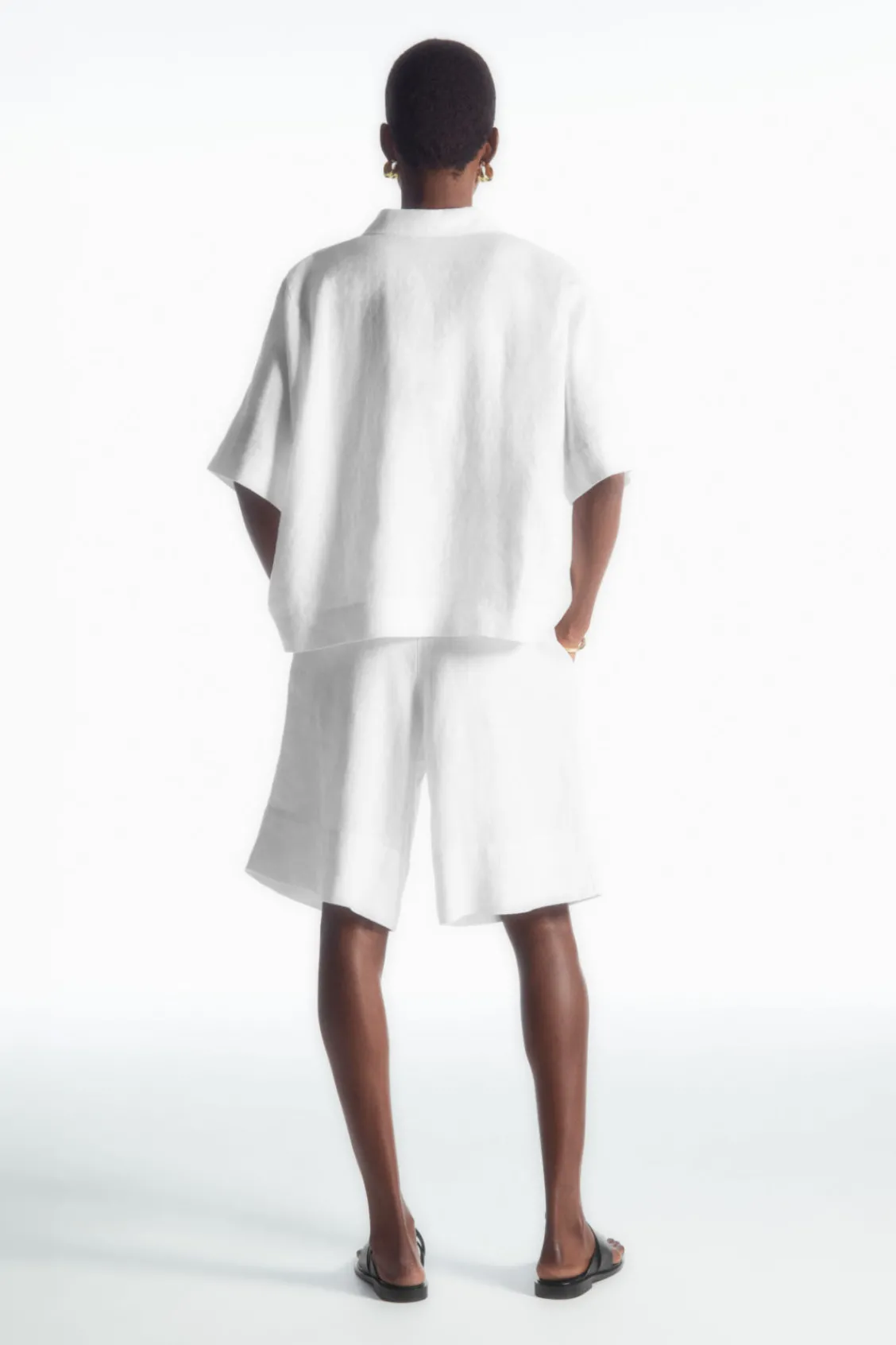 COS ELASTICATED LINEN SHORTS-Women Pants