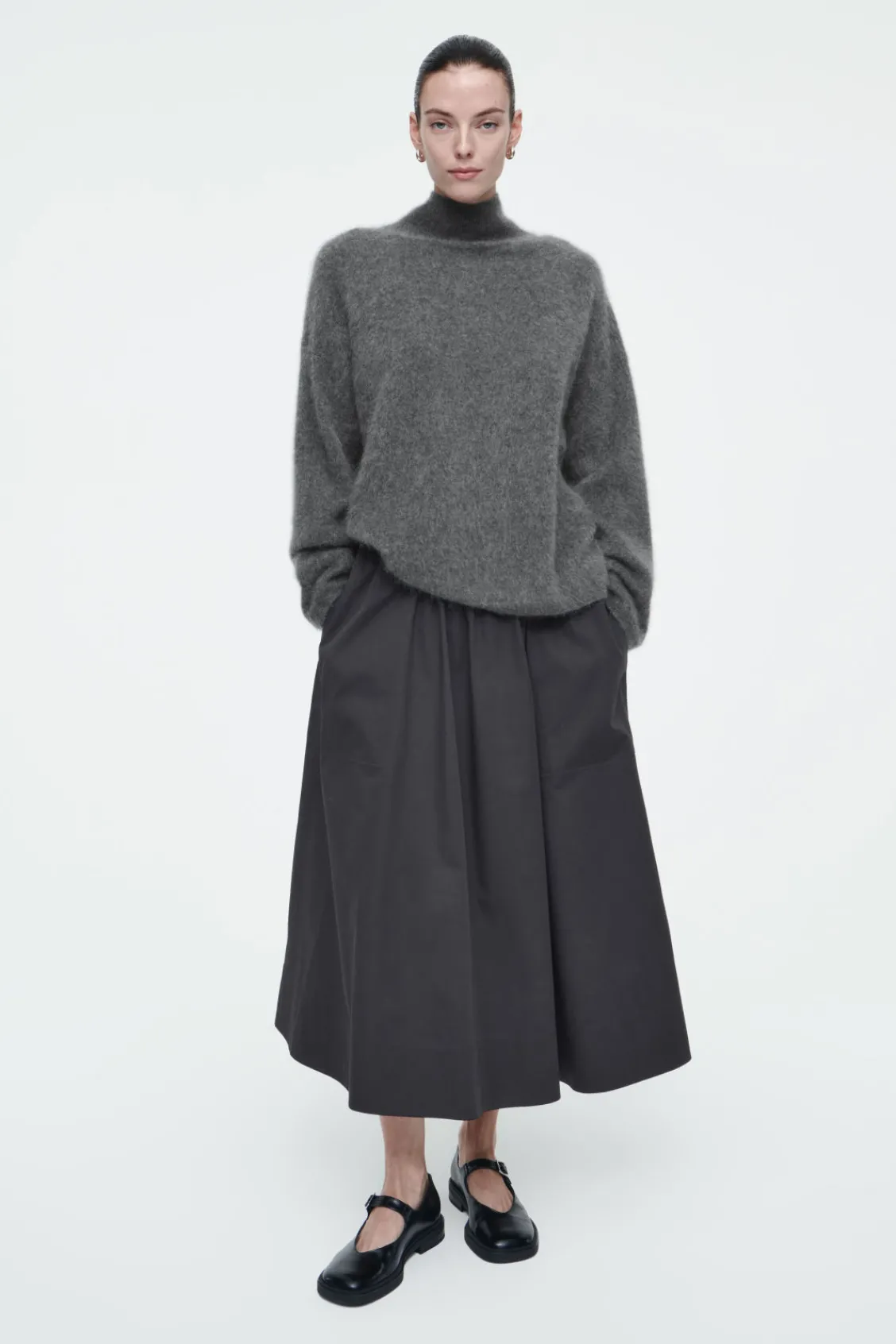 COS ELASTICATED MIDI SKIRT-Women Skirts
