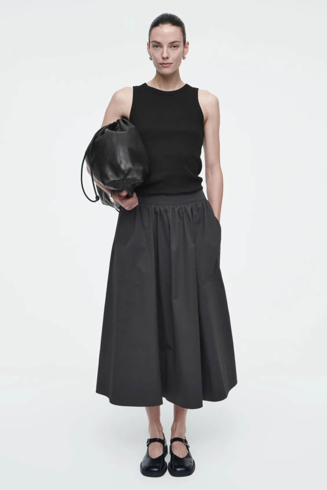 COS ELASTICATED MIDI SKIRT-Women Skirts