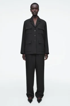 COS ELASTICATED STRAIGHT-LEG PANTS-Women Pants