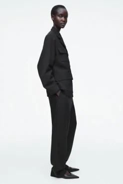 COS ELASTICATED STRAIGHT-LEG PANTS-Women Pants