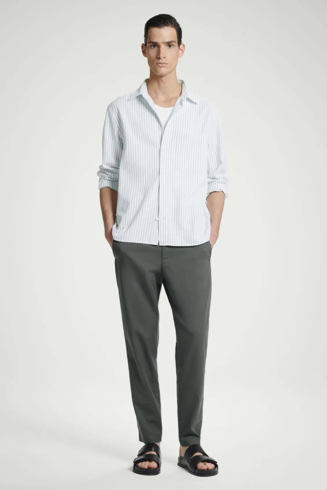COS ELASTICATED TAPERED TWILL PANTS- Pants