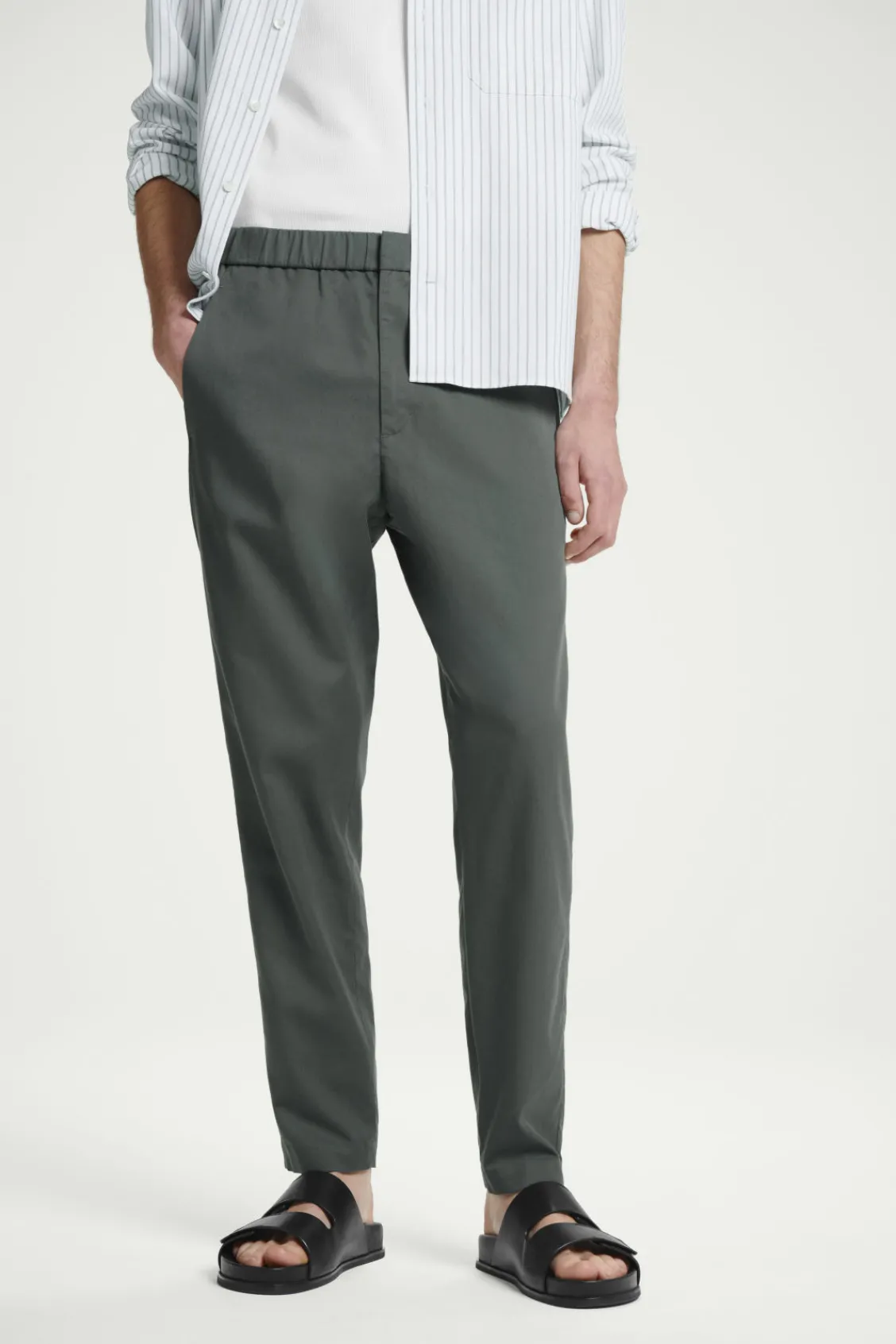 COS ELASTICATED TAPERED TWILL PANTS- Pants