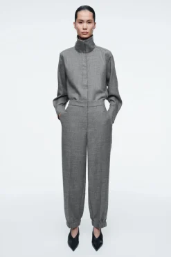COS ELASTICATED WOOL-FLANNEL PANTS-Women Vests & Tailoring | Pants