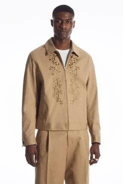 COS EMBROIDERED FLORAL ZIP-UP OVERSHIRT- Shirts | Coats & Jackets