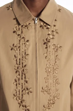 COS EMBROIDERED FLORAL ZIP-UP OVERSHIRT- Shirts | Coats & Jackets