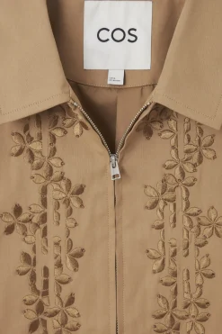COS EMBROIDERED FLORAL ZIP-UP OVERSHIRT- Shirts | Coats & Jackets