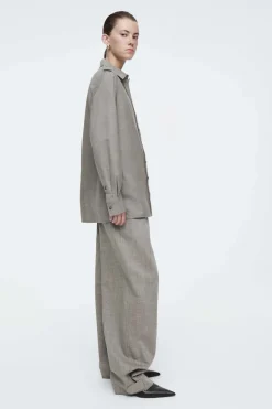 COS EPAULET-DETAIL WOOL SHIRT-Women Shirts & Blouses | Tops