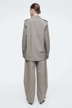 COS EPAULET-DETAIL WOOL SHIRT-Women Shirts & Blouses | Tops
