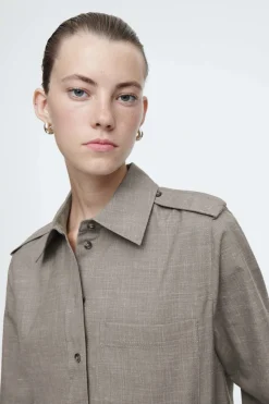 COS EPAULET-DETAIL WOOL SHIRT-Women Shirts & Blouses | Tops