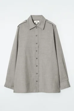 COS EPAULET-DETAIL WOOL SHIRT-Women Shirts & Blouses | Tops