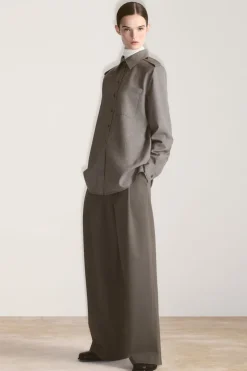 COS EPAULET-DETAIL WOOL SHIRT-Women Shirts & Blouses | Tops