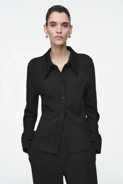 COS EXAGGERATED-COLLAR JERSEY SHIRT-Women Shirts & Blouses | Tops